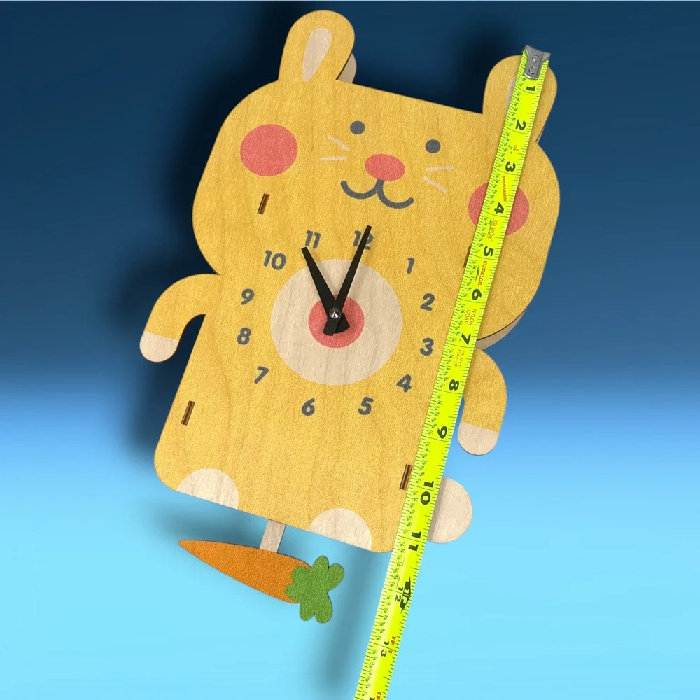 NEW Modern Moose Co. Balsa Wood Rabbit Pendulum Wall Clock Boxed PCPEN02 NWT - Picture 7 of 9
